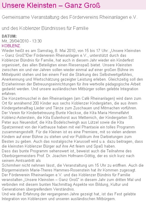 Das Portal Koblenzerleben 28.04.2010