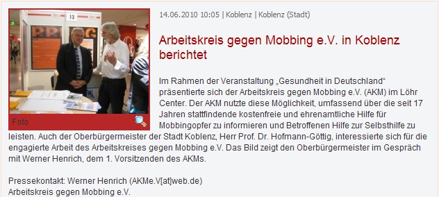 Prport 14.6.2010 AK Mobbing