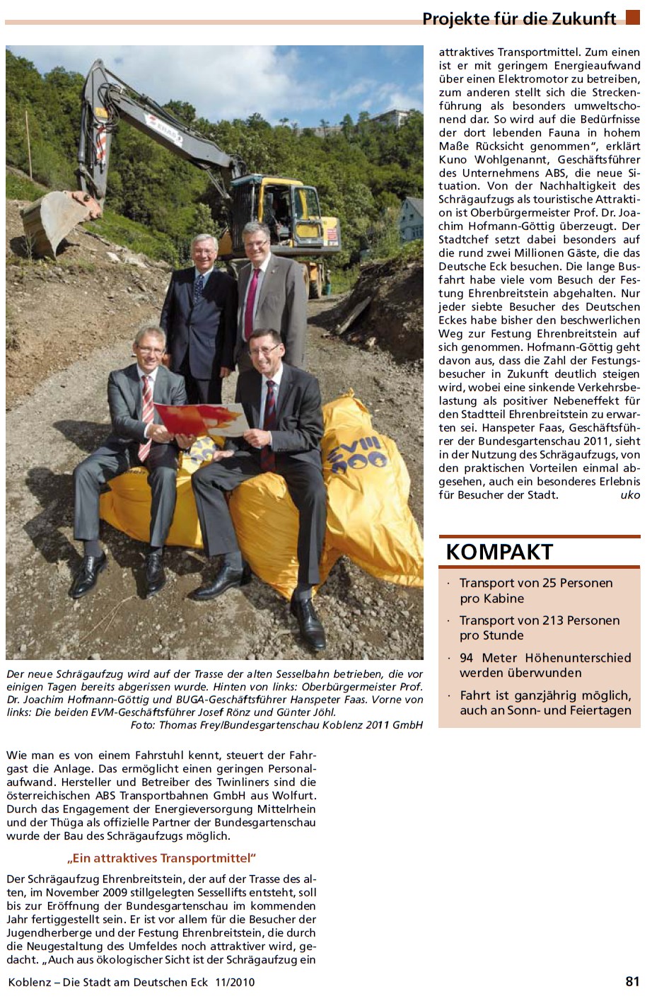 Somderdruck Blick aktuell 24.11.2010, S.81 zu S.80 Schrägaufzug