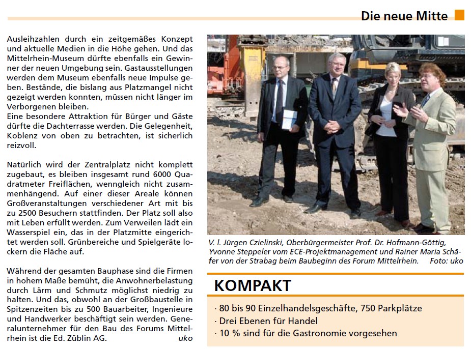 Sonderdruck Blick aktuell 24.11.2010, S.73 zu S.72 Zentralplatz