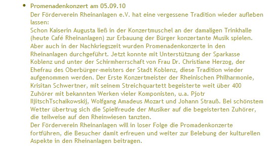Förderverein online 5.9.2010 Promenadenkonzert