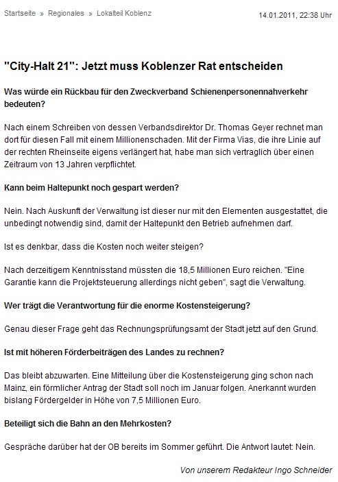 rz online 14.1.2011 -2 Schienenhaltepunkt