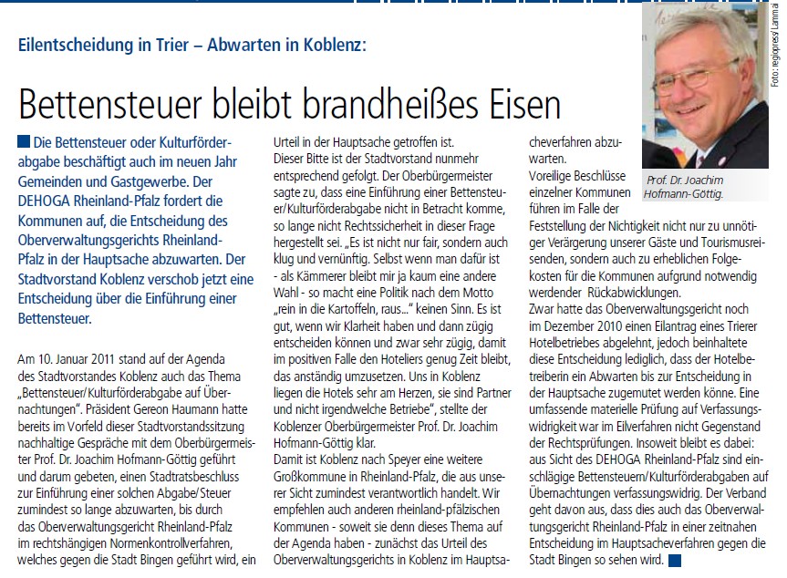 Dehoga 1-2011, S.4 Bettensteuer