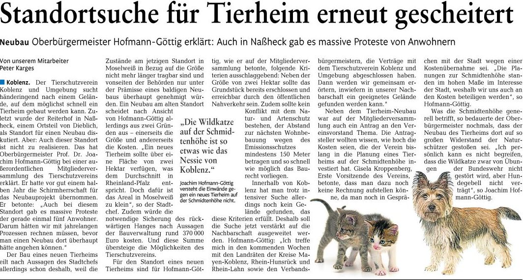 RZ 28.2.2011, S. 9 Tierheimed85b88982099dcdbf4dbbb2a3257ee4