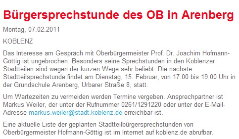 koblenzerleben 7.2.2011, Sprechstunde arenberg