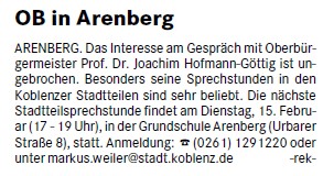 loka 9.2.2011, S.1 Sprechstunde