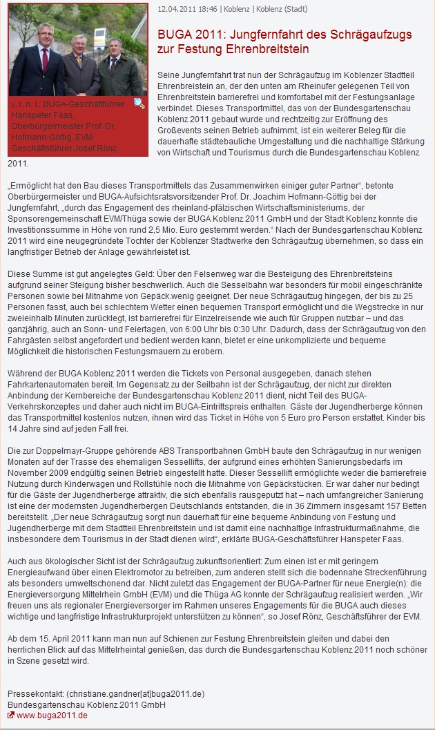 prport 12.4.2011, Schrägaufzug