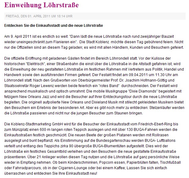 rem 1.4.2011 Löhreinweihung