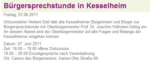 koerl 3.6.201 Bürgersprechstunde
