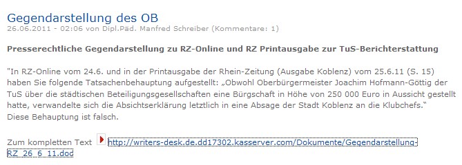 medienkiosk 26.6.2011 gegendarstellung