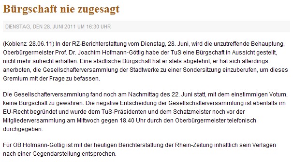 rem 28.6.2011 Bürgschaft