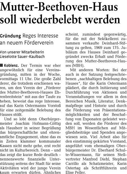 Mutter Beethoven Haus In Koblenz Soll Wiederbelebt Werden Neuer