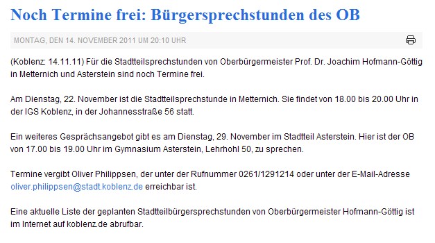 rem 14.11.2011, Bürgersprechstunde