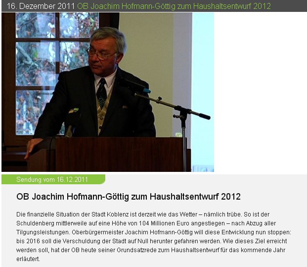 TV-Mittelrhein 16.12.2011 Haishaltsrede OB