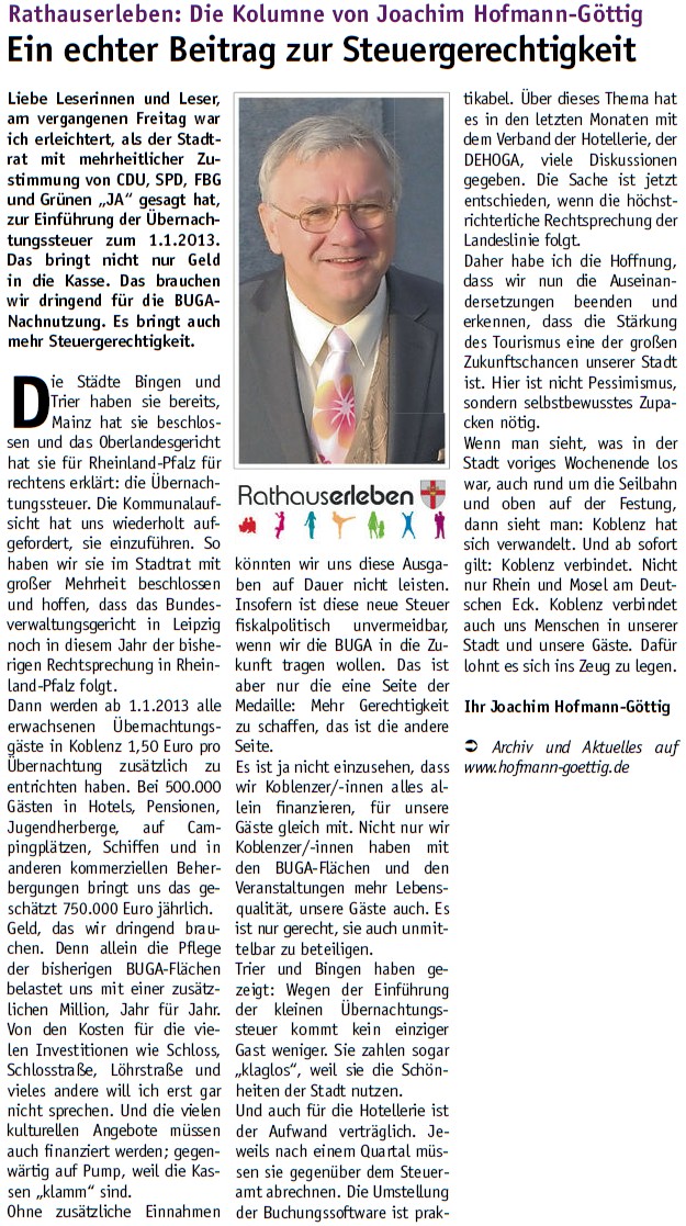 koerl 30.3.2012, Kolumne JHG, S. 18