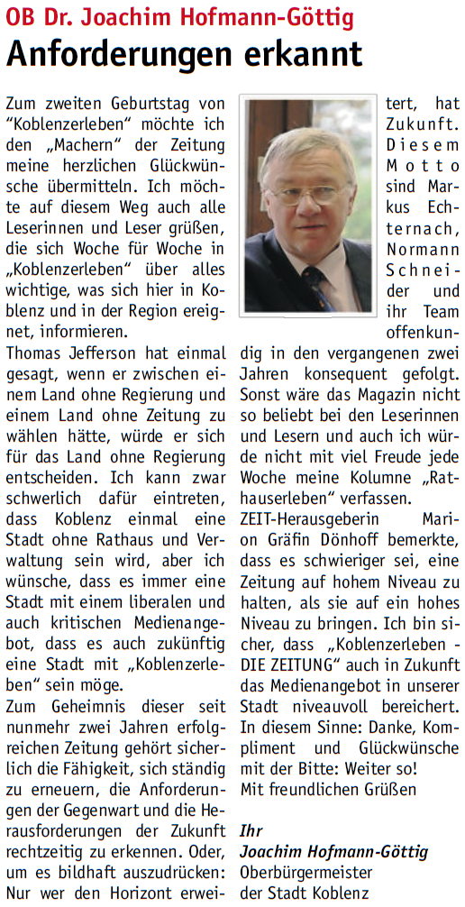 koerl 9.3.2012, S. 2 Glückwunsch