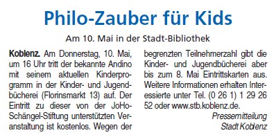 ba 28.4.2012, S. 9 Philo-Zauber Joho-SS unterstützung