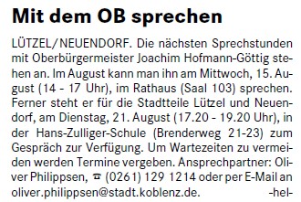 loka 1.8.2012, S. 15 Sprechstunden