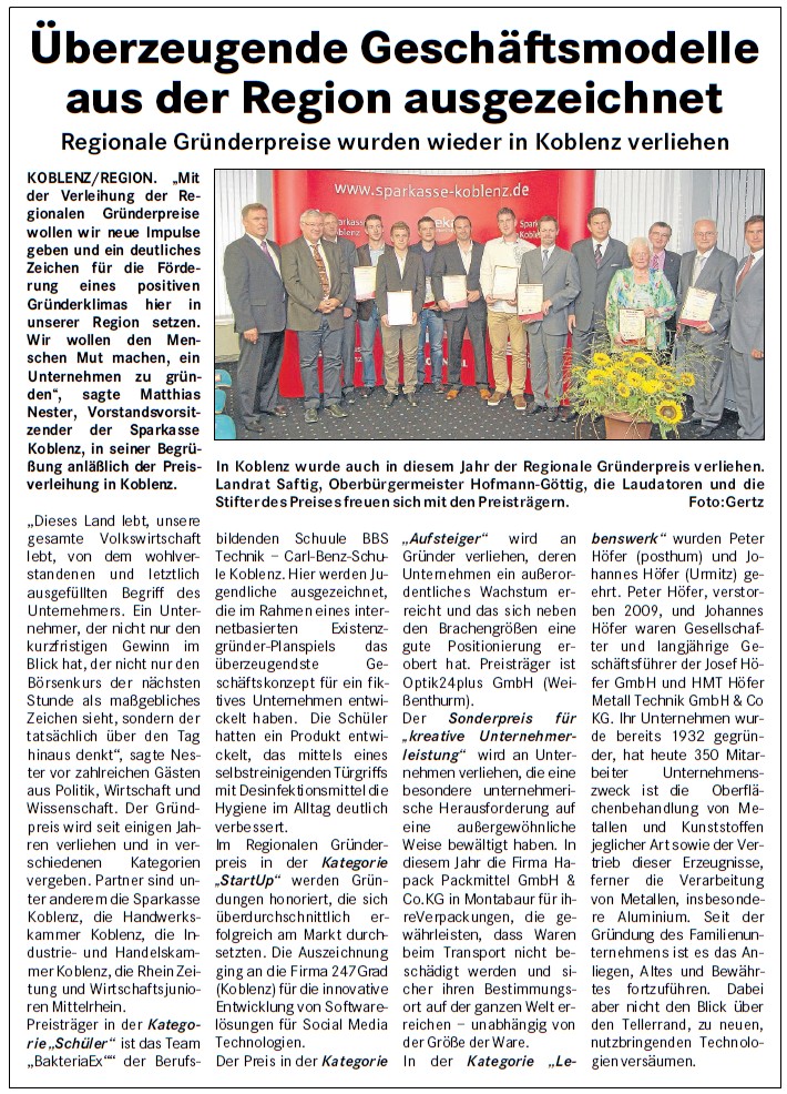 looka 29.8.2012, S. 16 Gründerpreis