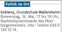 rz 16.5.2013, S. 20 Sprechstunden