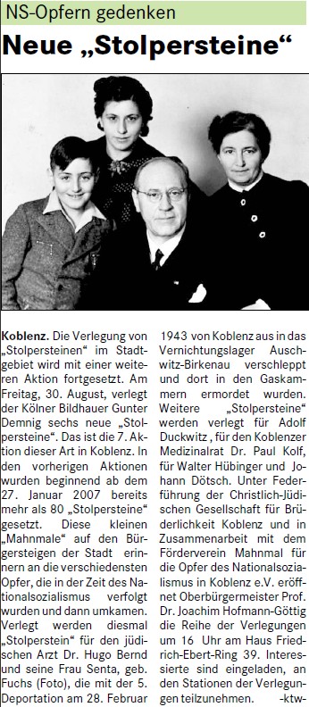 suso 25.8.2013, S. 9 Stolperstein