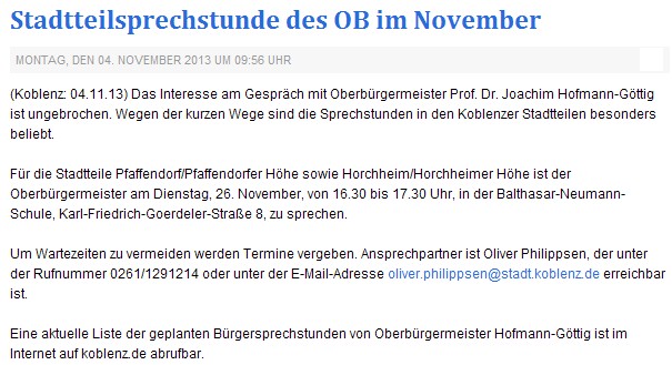 rem 4.11.2013, Sprechstunde