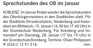 loka 8.1.2014, S. 1 Sprechstunde