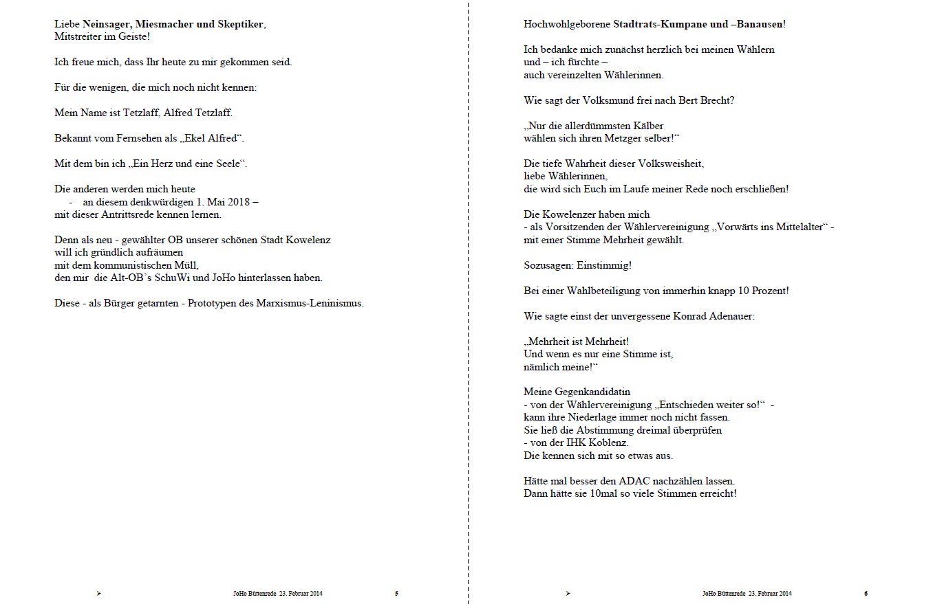 Butten Rede Ob Joho Prinzenempfang Im Koblenzer Rathaus 2014