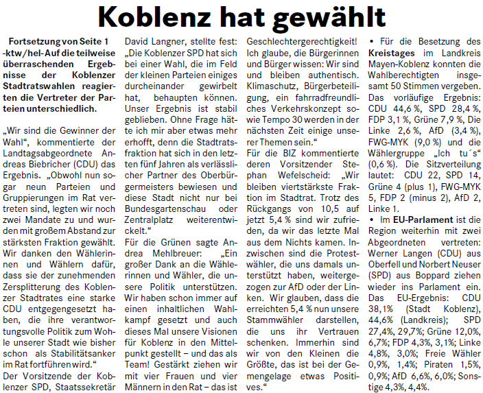 loka 28.5.2014, S. 3 Auszug Wahlen