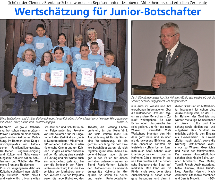 ba 21.6.2014, S. 12 Juniorbotschafter