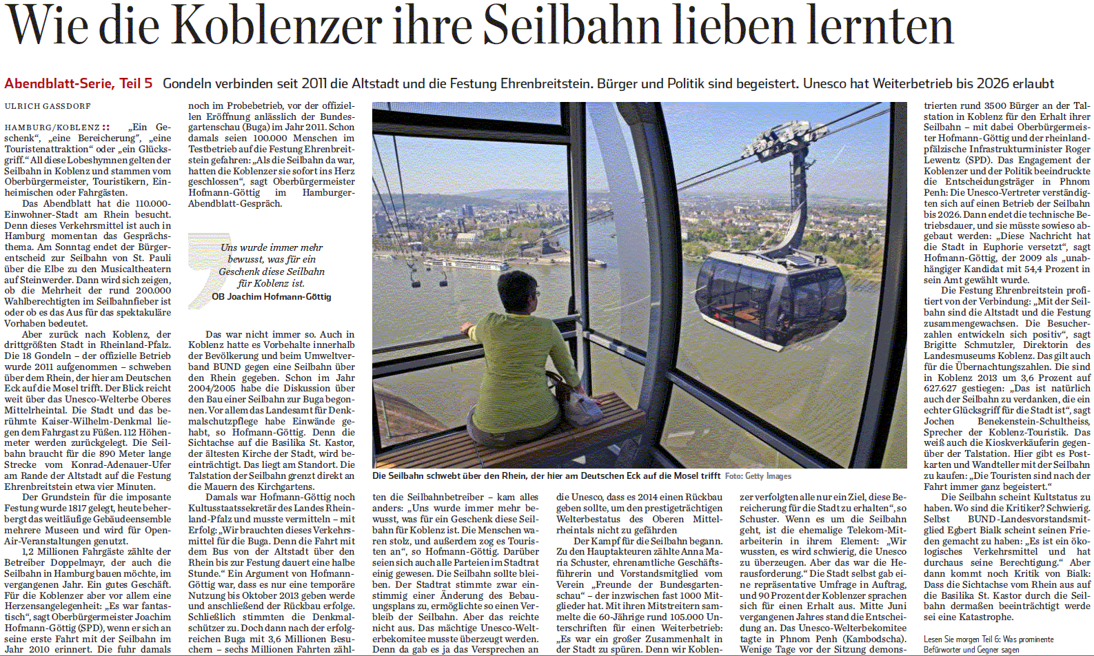 Hamburger Abendblatt 22.8.2014, S. 11 Seilbahn