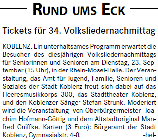 loka 17.9.2014, S. 1 Volksliedernachmittag