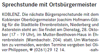 loka 15.10.2014, S. 11 Bürgersprechstunde