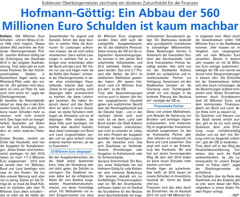 ba 23.11.2014, S. 18 Haushalt