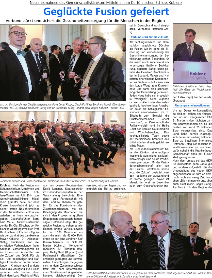 ba 17.1.2015, S. 20 Klinikfusion
