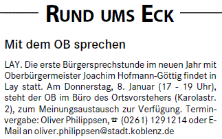 loka 31.12.2014, S. 1 Sprechstunde