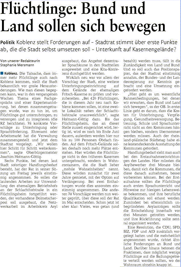 rz 23.3.2015, S. 9 Flüchtlinge