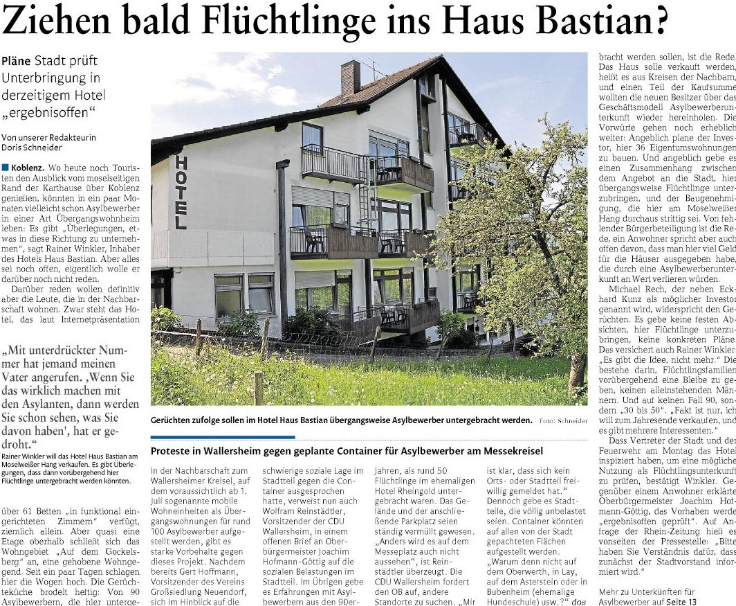 Zur Koblenzer Fluchtlingsunterbringung Haus Bastian In Der