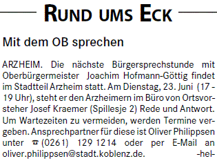 loka 10.6.2015, S. 1 Sprechstunde