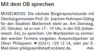 loka 7.10.2015, S. 3 Sprechstunde