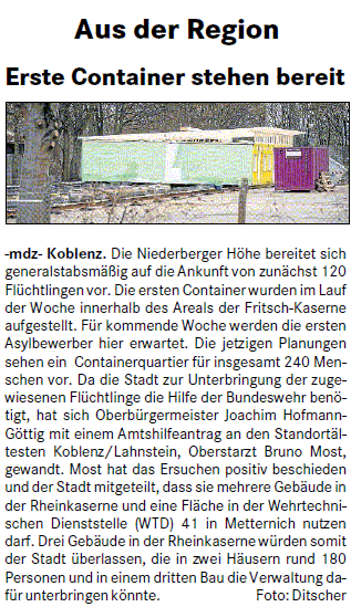 suso 29.11.2015, S. 1 Flüchtlingsunterkünfte